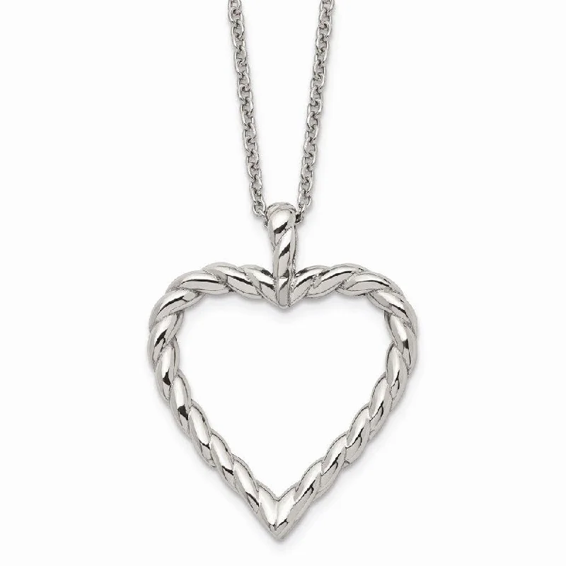 Ladies necklaces popular brands-Stainless Steel Twisted Heart Pendant Necklace