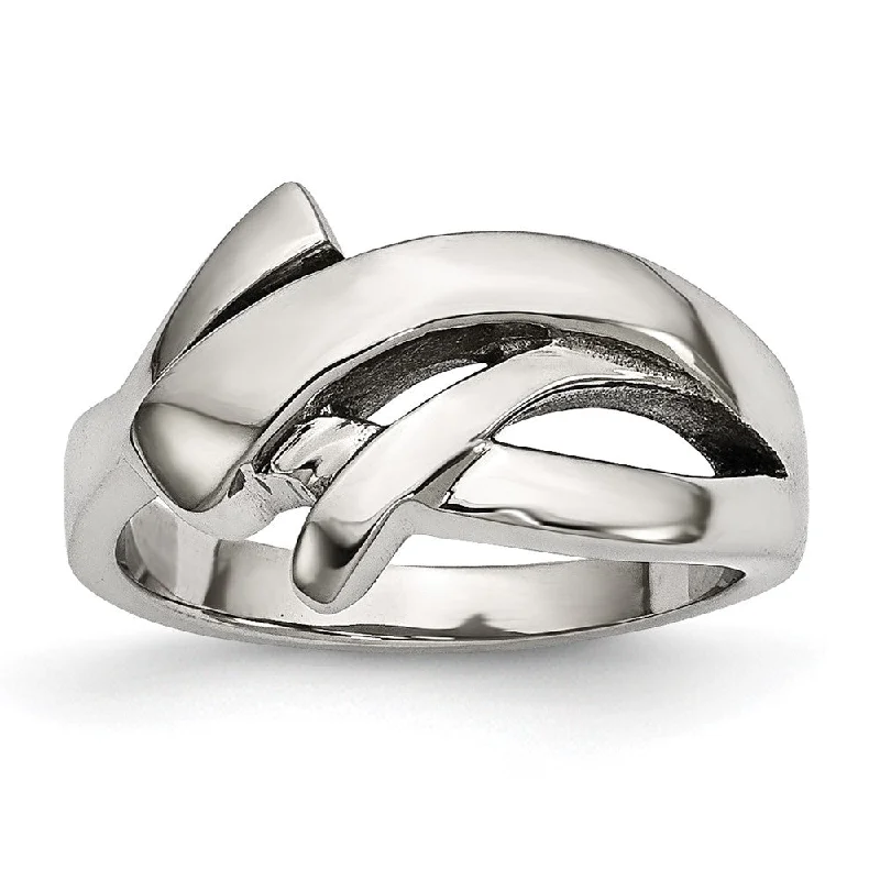 Ladies ring anniversary picks-11mm Stainless Steel Polished Freeform Tapered Ring