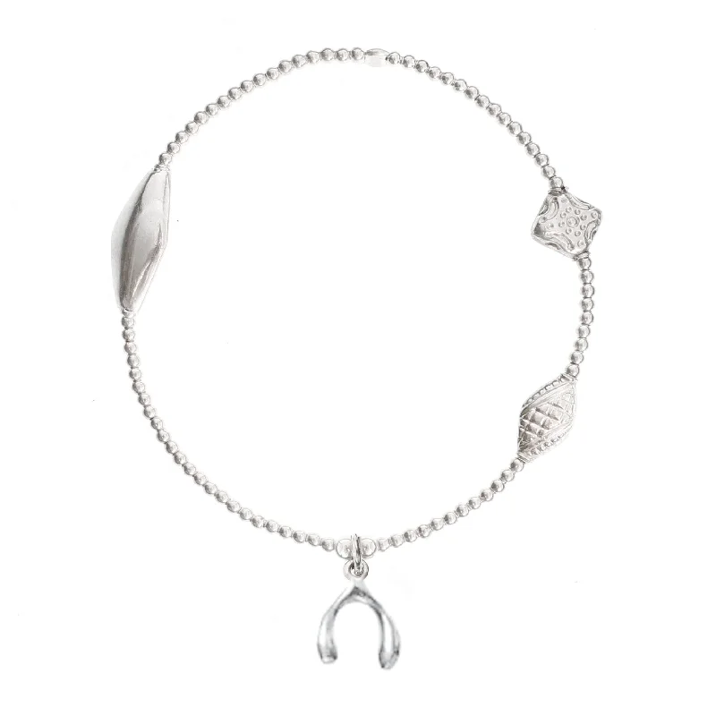 Ladies bracelets collectible items-GOOD FORTUNE Wishbone Bracelet in Sterling Silver