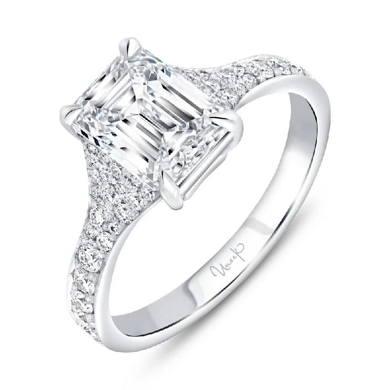 Ladies engagement rings natural gems-Uneek Signature Collection Cathedral Emerald Cut Diamond Engagement Ring