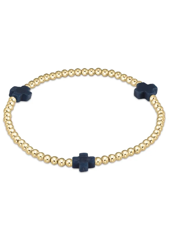 Ladies bracelets fashion picks-eGIRL SIGNATURE CROSS BRACELET - NAVY