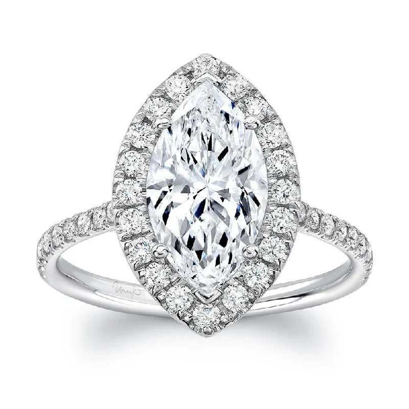 Ladies engagement rings social media trends-Uneek Classic Marquise Diamond Halo Pave Engagement Ring