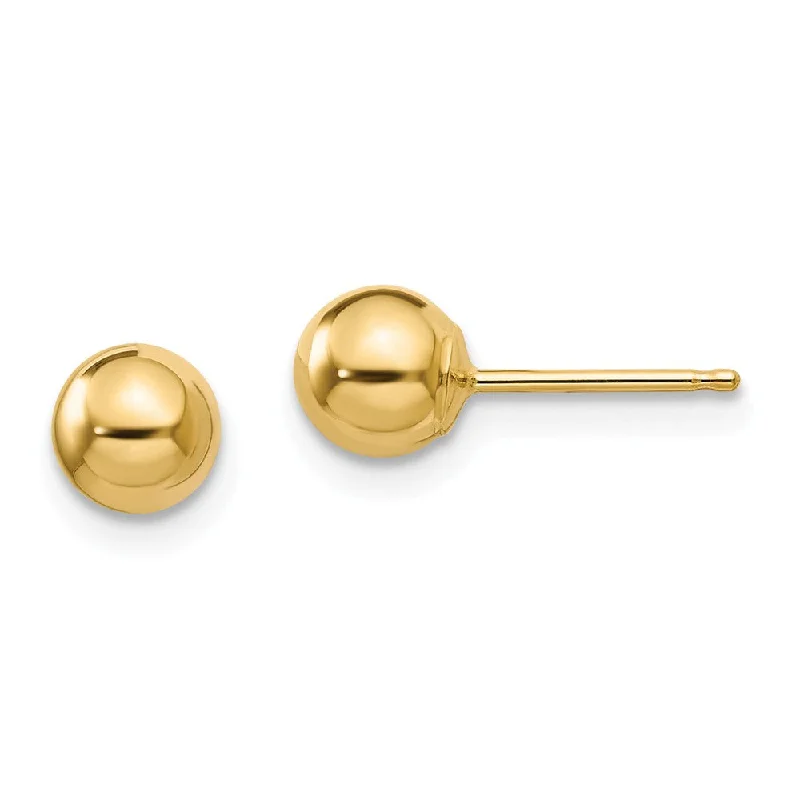 Ladies earrings fashion picks-5mm Polished Ball Friction Back Stud Earrings in 14k Yellow Gold