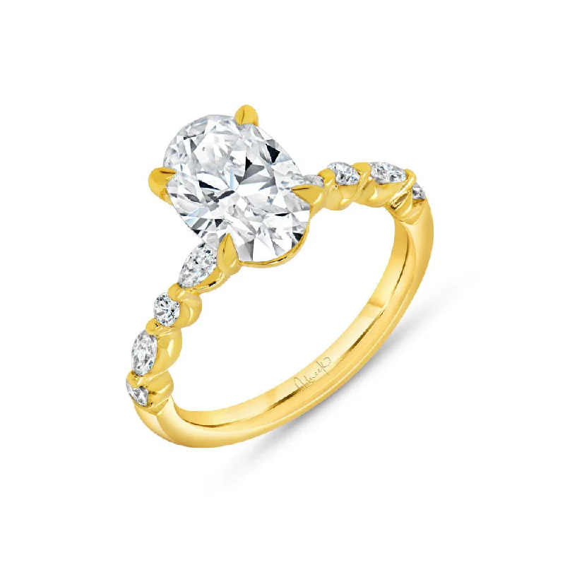 Ladies engagement rings round cut-Uneek Timeless Collection Straight Engagement Ring