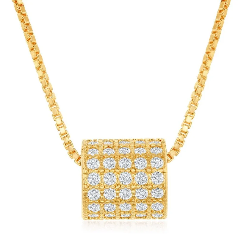 Ladies necklaces unique finds-Sterling Silver Gold Plated Micro Pave Rod Necklace