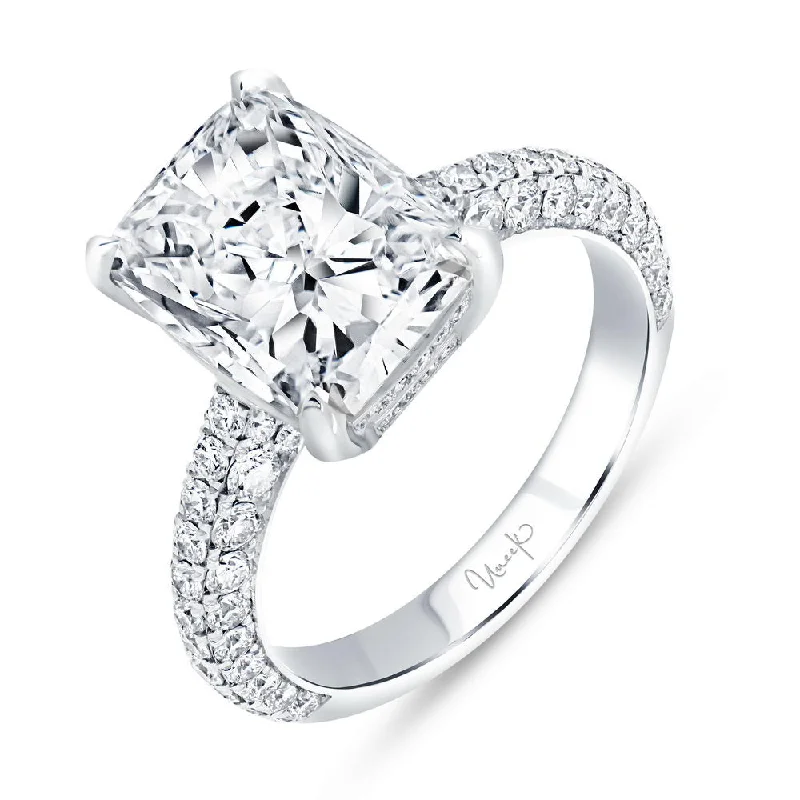 Ladies engagement rings sale events-Uneek Signature Collection 3-Sided Cushion Cut Diamond Engagement Ring