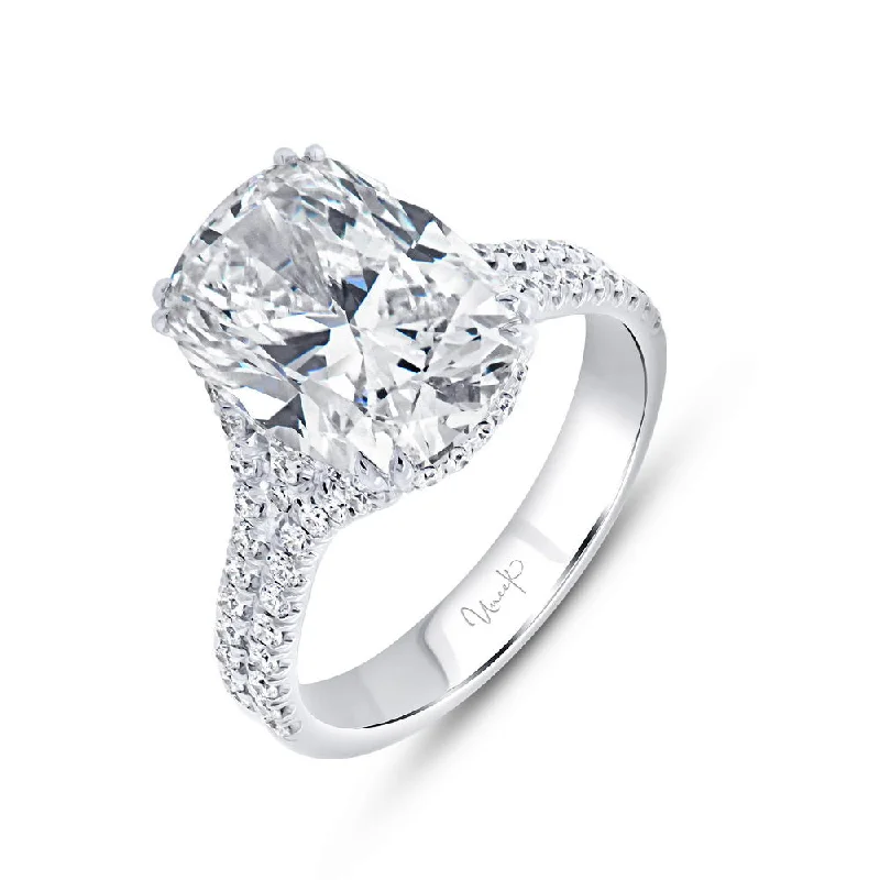 Ladies engagement rings natural gems-Uneek Signature Collection Split Cushion Cut Diamond Engagement Ring