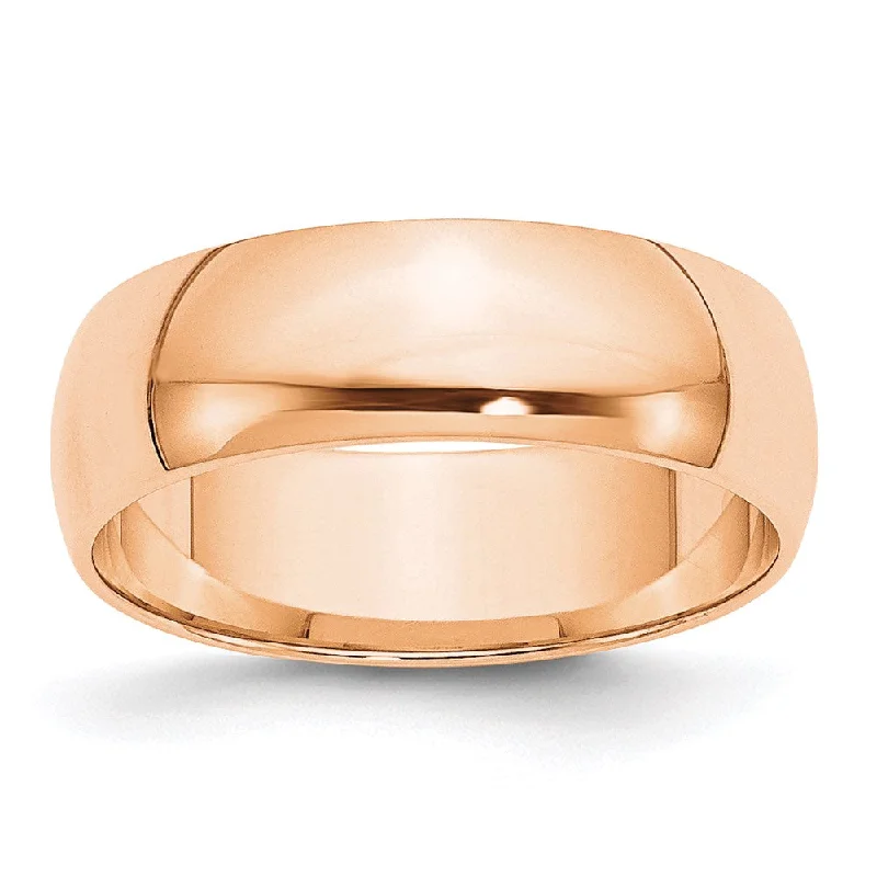 Ladies ring famous brands-2mm to 6mm 10K Rose Gold Light Weight Half Round Standard Fit Band