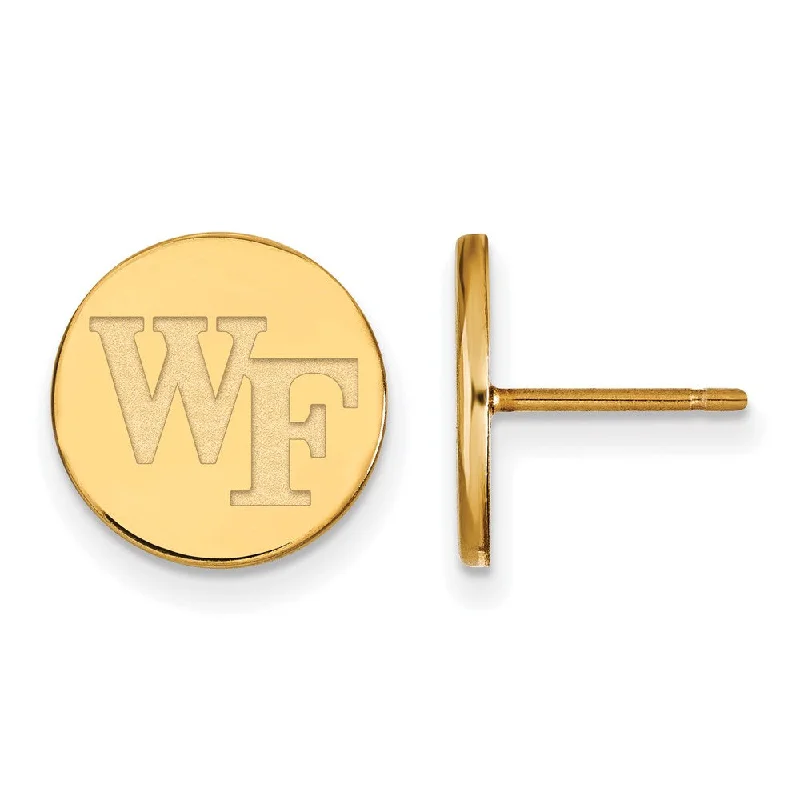 Ladies earrings youthful designs-14k Gold Plated Silver Wake Forest University Small Disc Earrings