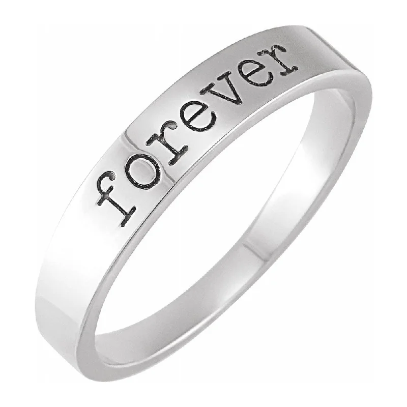 Ladies ring size guide-14K White Gold 'Forever' Stackable Tapered Band