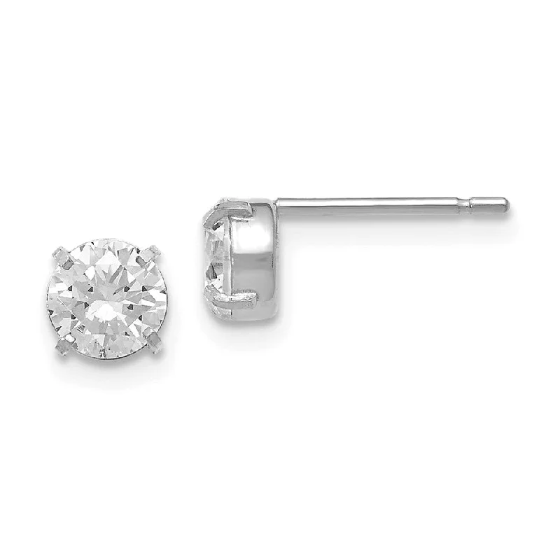 Ladies earrings fashion picks-5mm Cubic Zirconia Stud Earrings in 14k White Gold