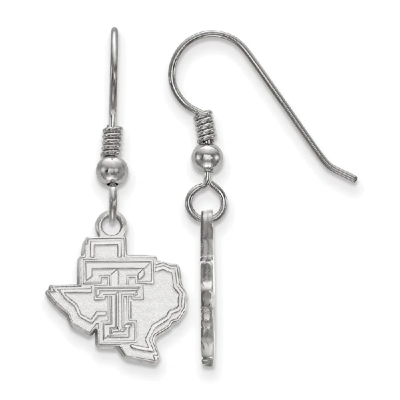 Ladies earrings cute looks-Sterling Silver Texas Tech University Small Logo Dangle Earrings