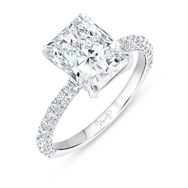 Ladies engagement rings luxurious appeal-Uneek Signature Collection Straight Radiant Diamond Engagement Ring