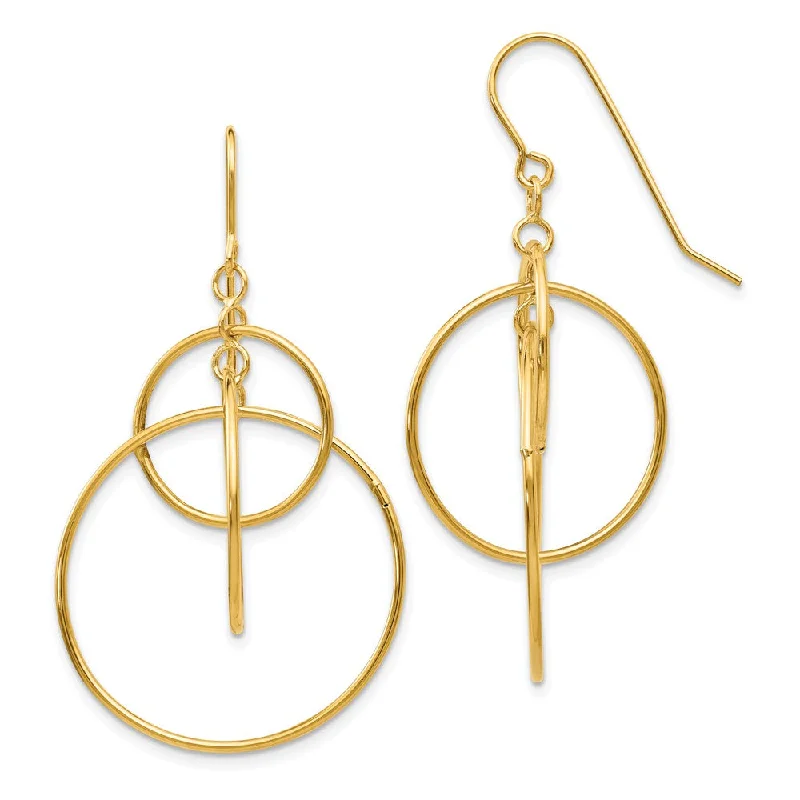 Ladies earrings Valentine’s Day-Polished Circles Dangle Earrings in 14k Yellow Gold