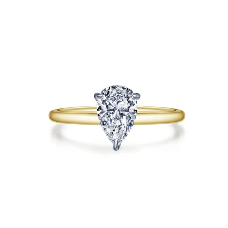 Ladies engagement rings punk flair-Pear-shaped Solitaire Engagement Ring