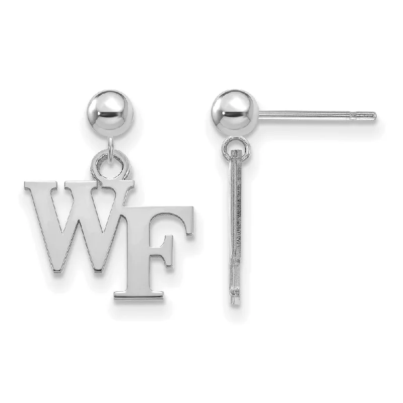 Ladies earrings collectible items-14k White Gold Wake Forest University Ball Dangle Earrings