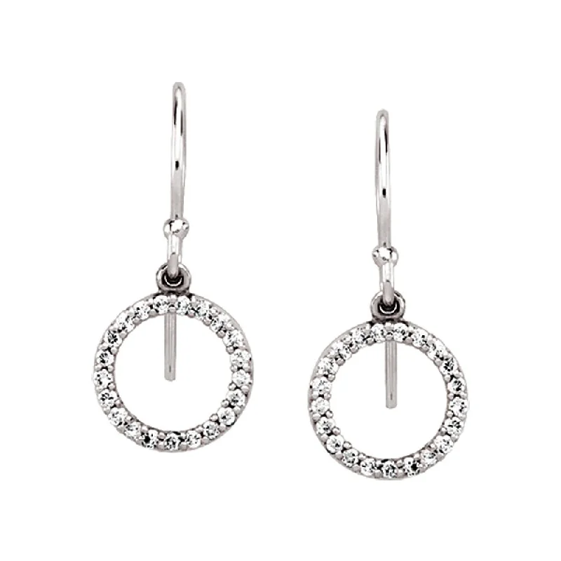 Ladies earrings white gold-1/5 cttw Diamond Circle Dangle Earrings in 14k White