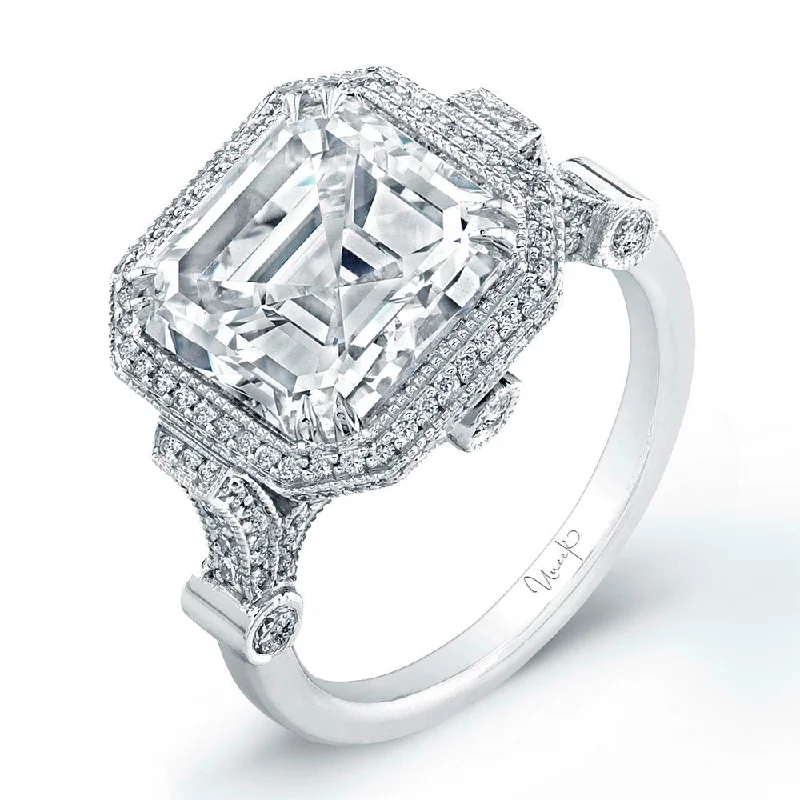 Ladies engagement rings affordable options-Uneek Estate-Inspired 5-Carat Asscher Diamond Engagement Ring