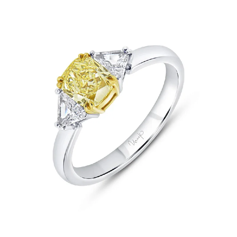 Ladies engagement rings gothic charm-Uneek Natureal Collection Three-Stone Radiant Yellow Diamond Engagement Ring