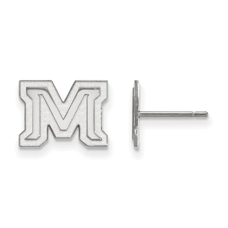 Ladies earrings white gold-Sterling Silver Montana State University XS (Tiny) 'M' Post Earrings