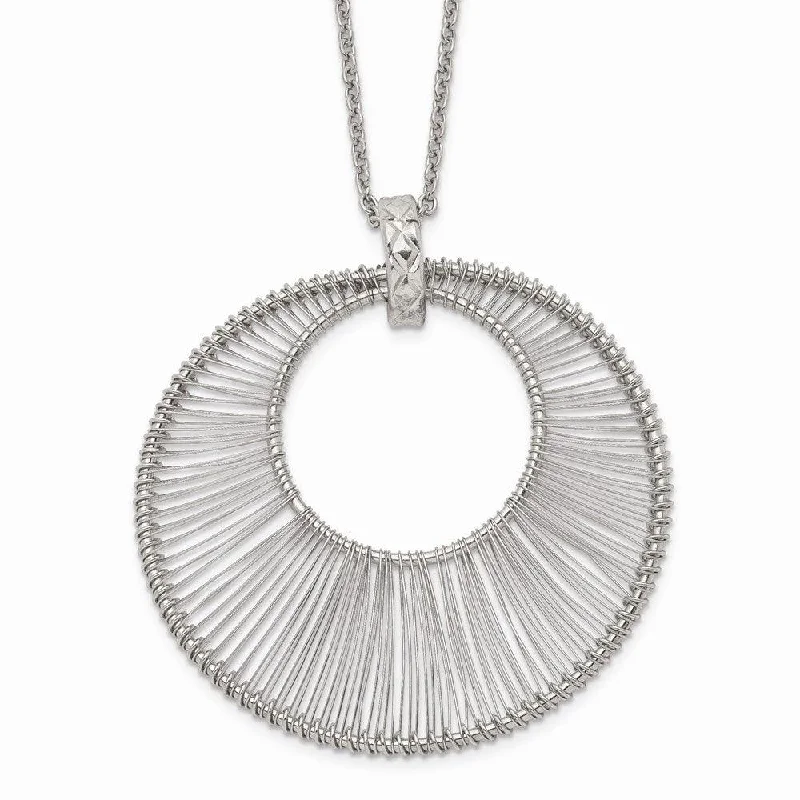 Ladies necklaces girlfriend surprises-Stainless Steel Polished Wire Circle w/2in ext. Necklace