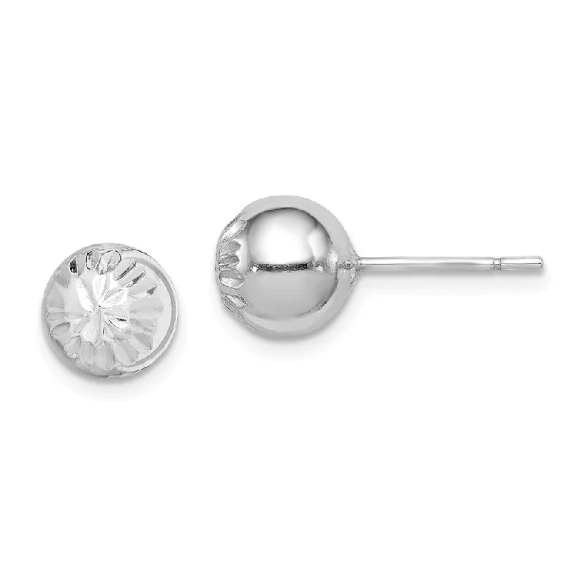 Ladies earrings star motifs-8mm Diamond Cut Ball Post Earrings in Sterling Silver