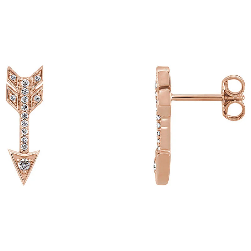 Ladies earrings dangle looks-5mm x 17mm 14k Rose Gold 1/6 CTW (G-H, I1) Diamond Arrow Earrings