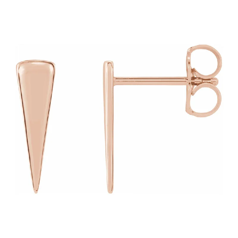 Ladies earrings price range-14K White, Yellow or Rose Gold Small Triangle Post Earrings, 12mm