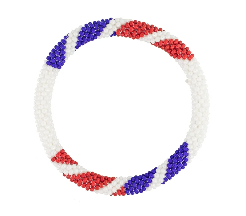 Ladies bracelets gold-plated-8 inch Roll-On® Bracelet <br> Red, White and Blues