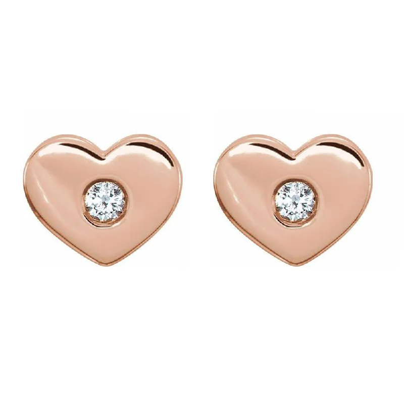 Ladies earrings office wear-14k White, Rose or Yellow Gold & Diamond Heart Post Earrings, 8 x 6mm