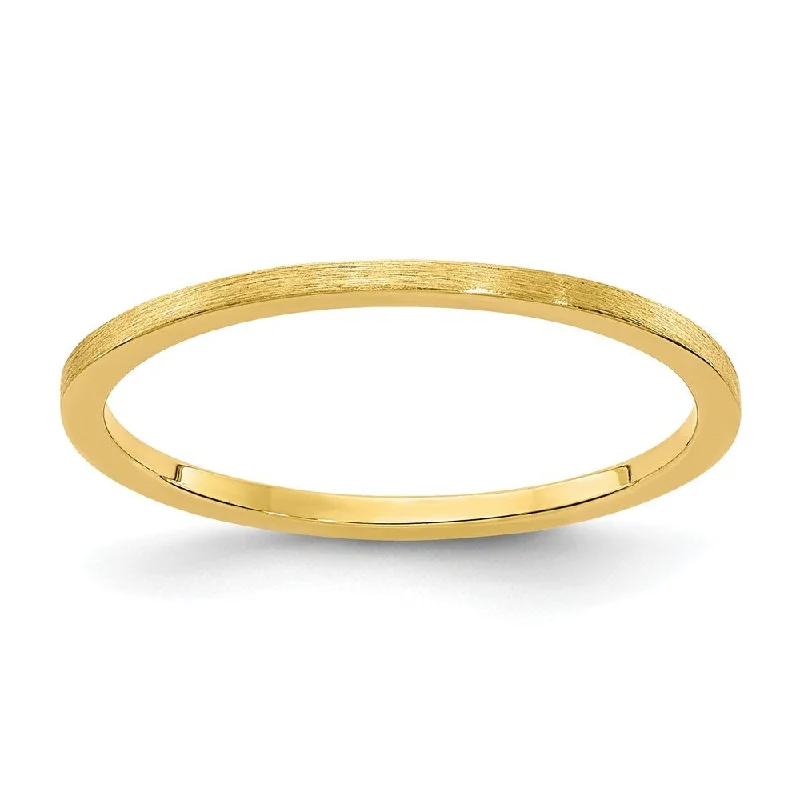 Ladies ring casual vibes-1.2mm 14k Yellow Gold Flat Satin Stackable Band