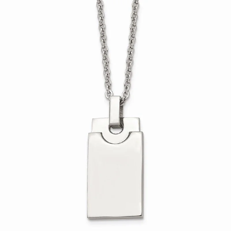 Ladies necklaces casual vibes-Stainless Steel Polished Square 22in Necklace