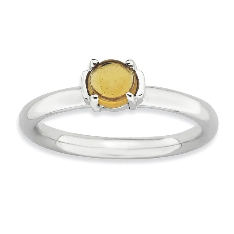 Ladies ring customer reviews-Silver Stackable .40 Carat Citrine Cabochon Ring