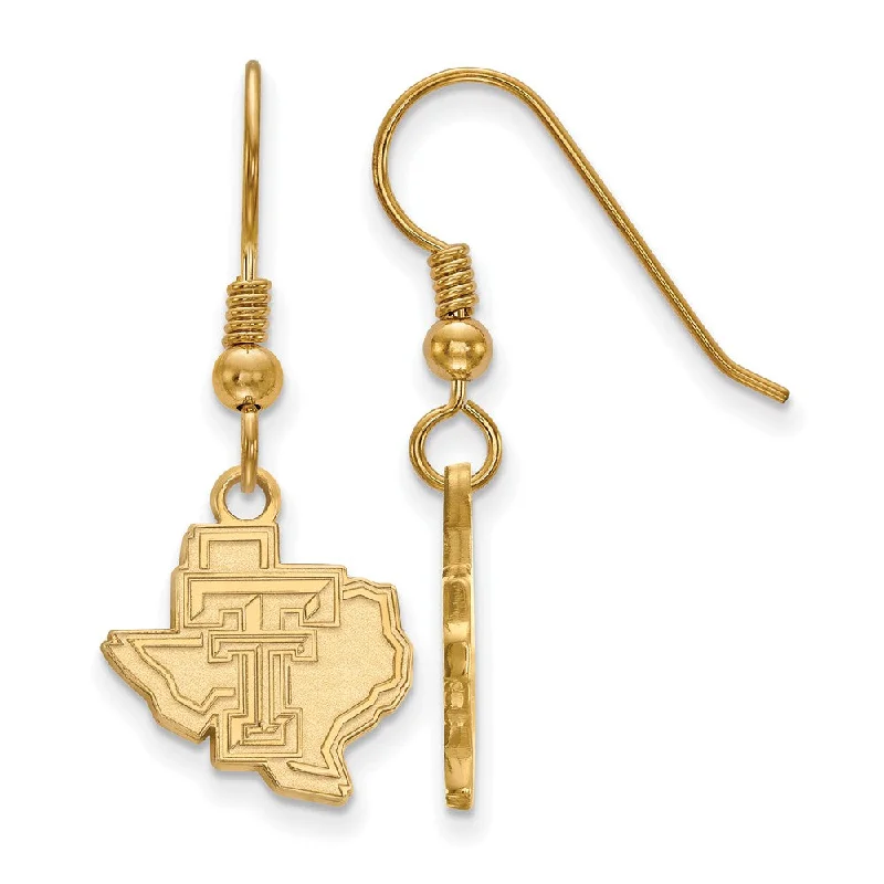 Ladies earrings customer reviews-14k Gold Plated Silver Texas Tech University Dangle Earrings