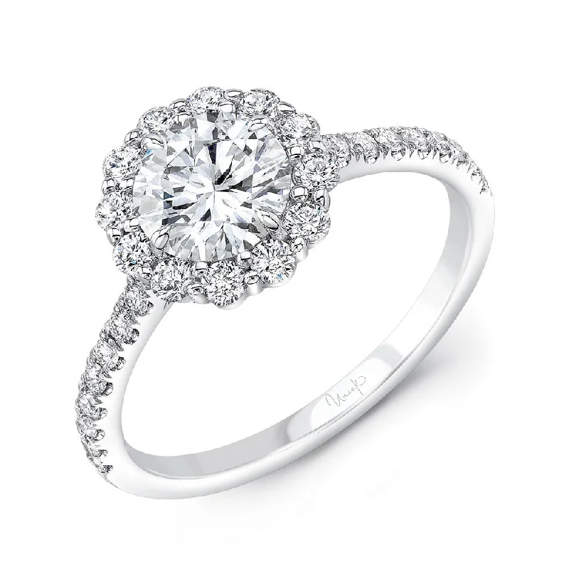 Ladies engagement rings financing options-Uneek Timeless Collection Halo Round Engagement Ring