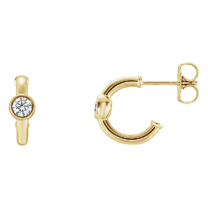 Ladies earrings diamond studs-4 x 12mm 14k Yellow Gold 1/4 CTW (G-H, I1) Diamond J-Hoop Earrings