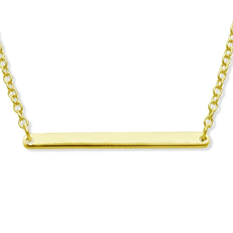 Ladies necklaces gothic appeal-Sterling Silver Small Bar Necklace - Gold Plated