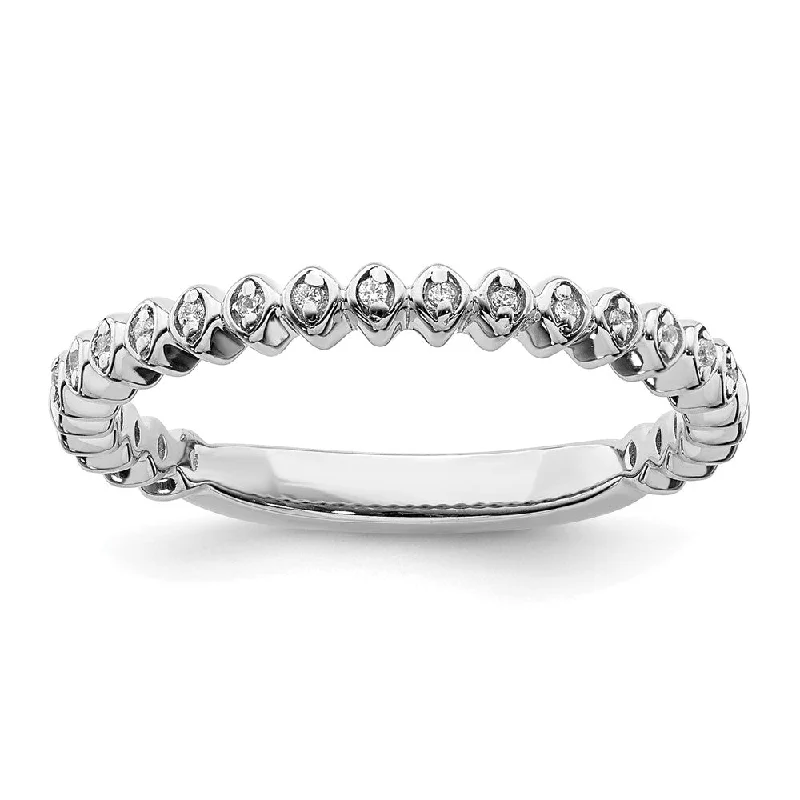 Ladies ring gold-plated-2.25mm 14k White Gold 1/20 Ctw Diamond Stackable Band