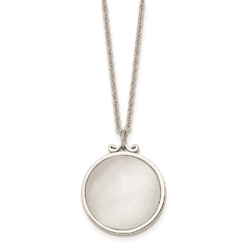 Ladies necklaces affordable picks-Stainless Steel Polished White Cat's Eye Round Necklace