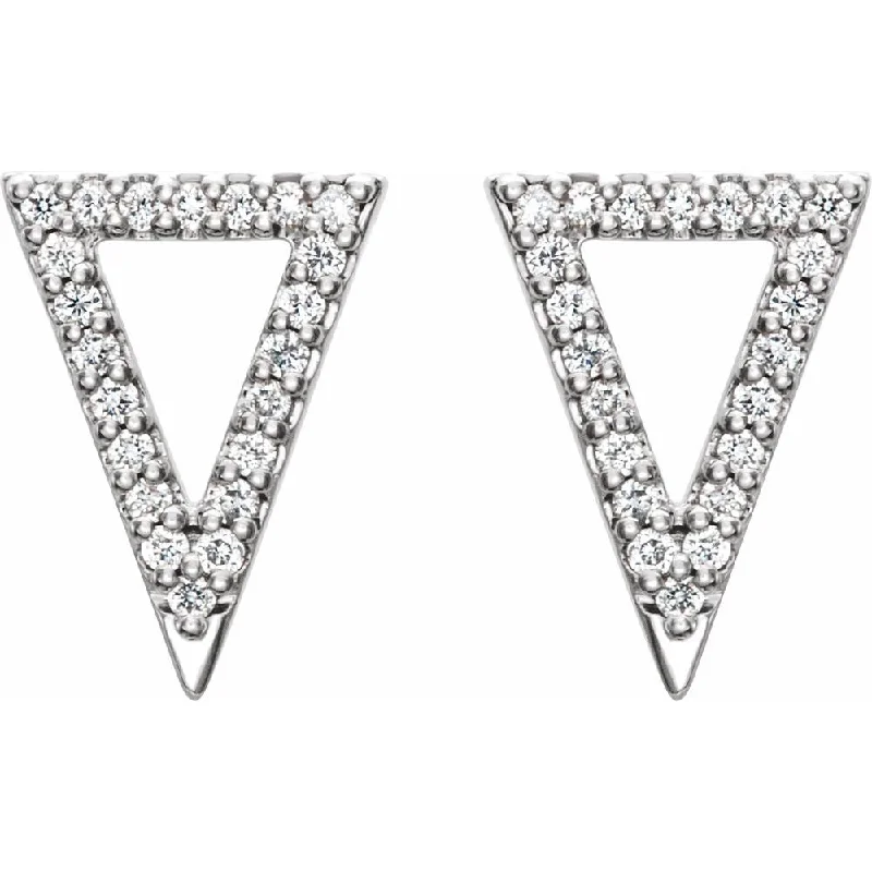 Ladies earrings luxurious designs-14k Yellow or White Gold 1/5 Ctw Diamond Triangle Earrings, 8.5 x 12mm