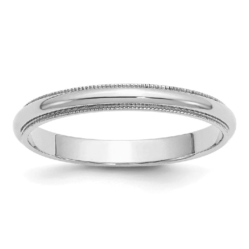 Ladies ring latest trends-3mm Rhodium Plated Sterling Silver Milgrain Standard Fit Band