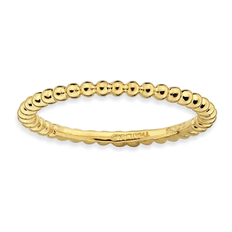 Ladies ring minimalist charm-1.5mm 14k Yellow Gold Plated Sterling Silver Stackable Beaded Band