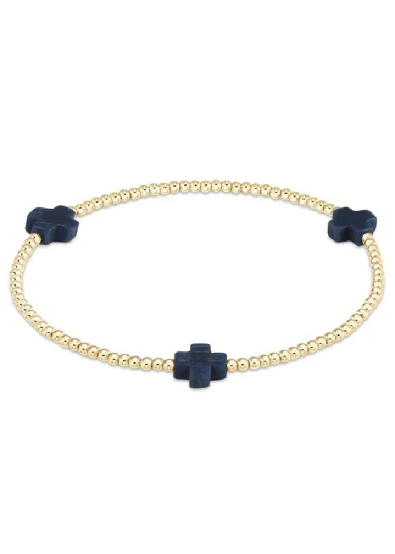 Ladies bracelets latest trends-SIGNATURE CROSS BRACELET - NAVY