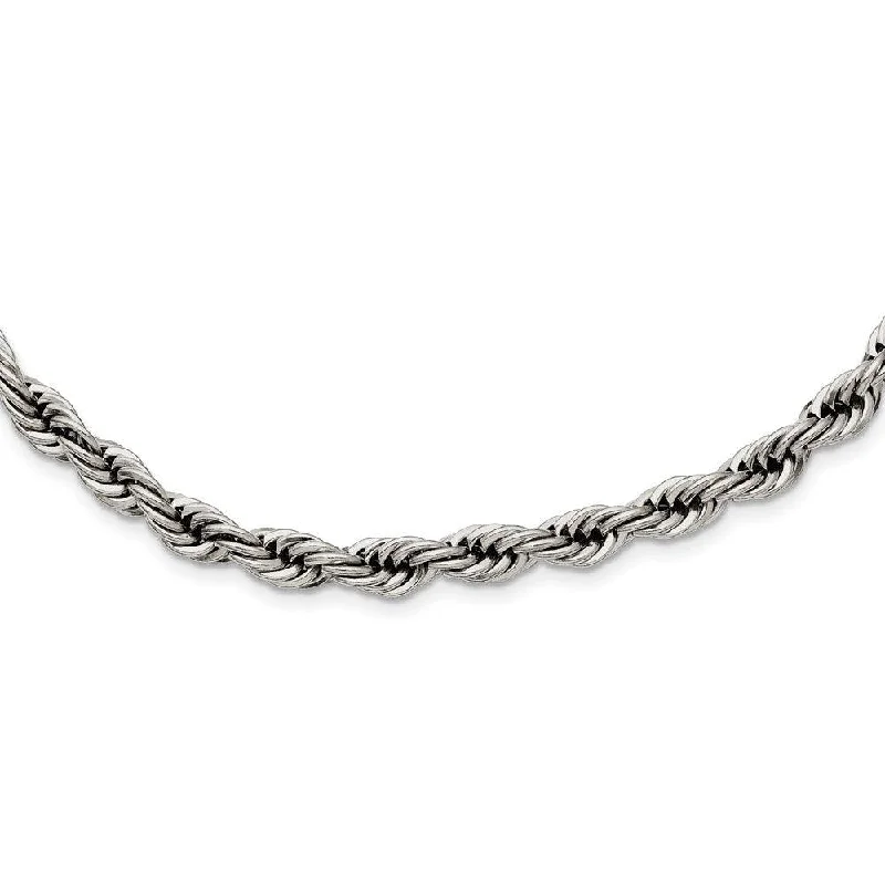 Ladies necklaces unique finds-Stainless Steel Polished 6mm Rope Necklace